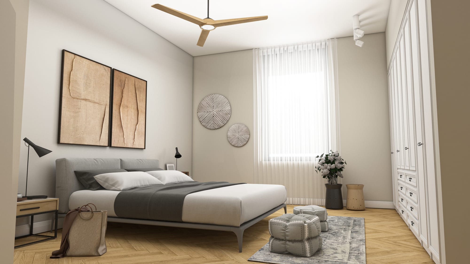 עיצוב חדר שינה כפרי עם נגיעות אלמנטים מודרניים