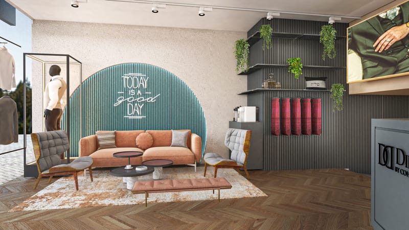 "DIPLOMAT" עיצוב חנות יוקרה לחליפות ואקססוריז לגברים.