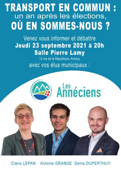 Réunion publique - Transport en commun à Annecy : un an après les élections, où en sommes-nous ?
