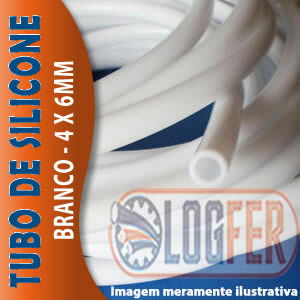 Tubo de silicone branco 4 x 6mm