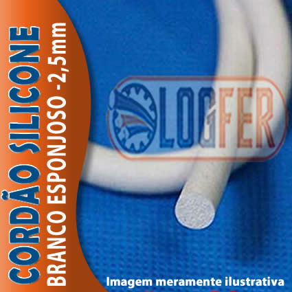 Cordão Silicone esponjoso 2,5mm branco