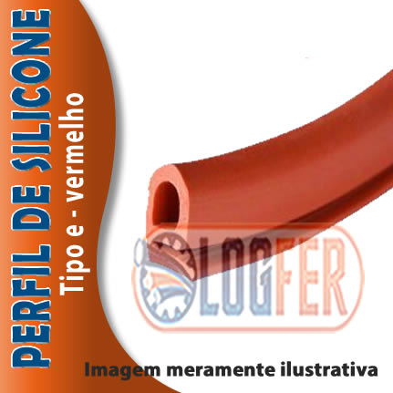 perfil silicone vermelho tipo "e"