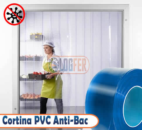 Cortina PVC ANTI-BAC salas limpas montada