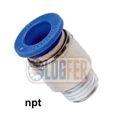 Conector macho reto liso NPT