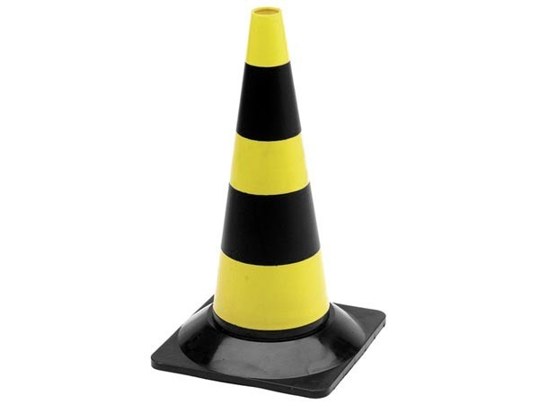 Cone Preto E Amarelo Para Sinalização  50cm