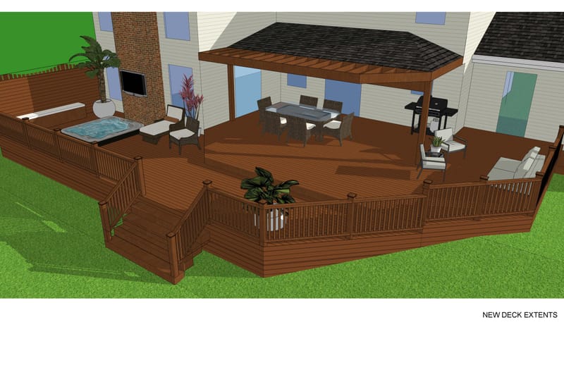 Rear Covered Deck Addition With Amenities