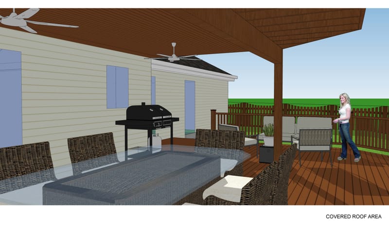 Rear Covered Deck Addition With Amenities