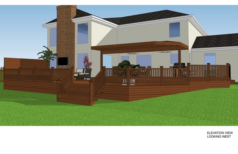 Rear Covered Deck Addition With Amenities