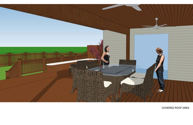 Rear Covered Deck Addition With Amenities