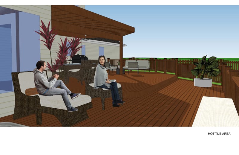 Rear Covered Deck Addition With Amenities