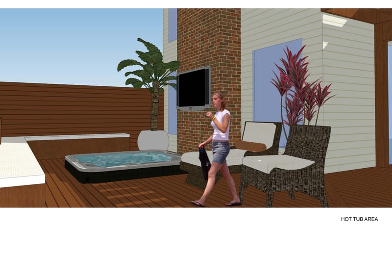 Rear Covered Deck Addition With Amenities