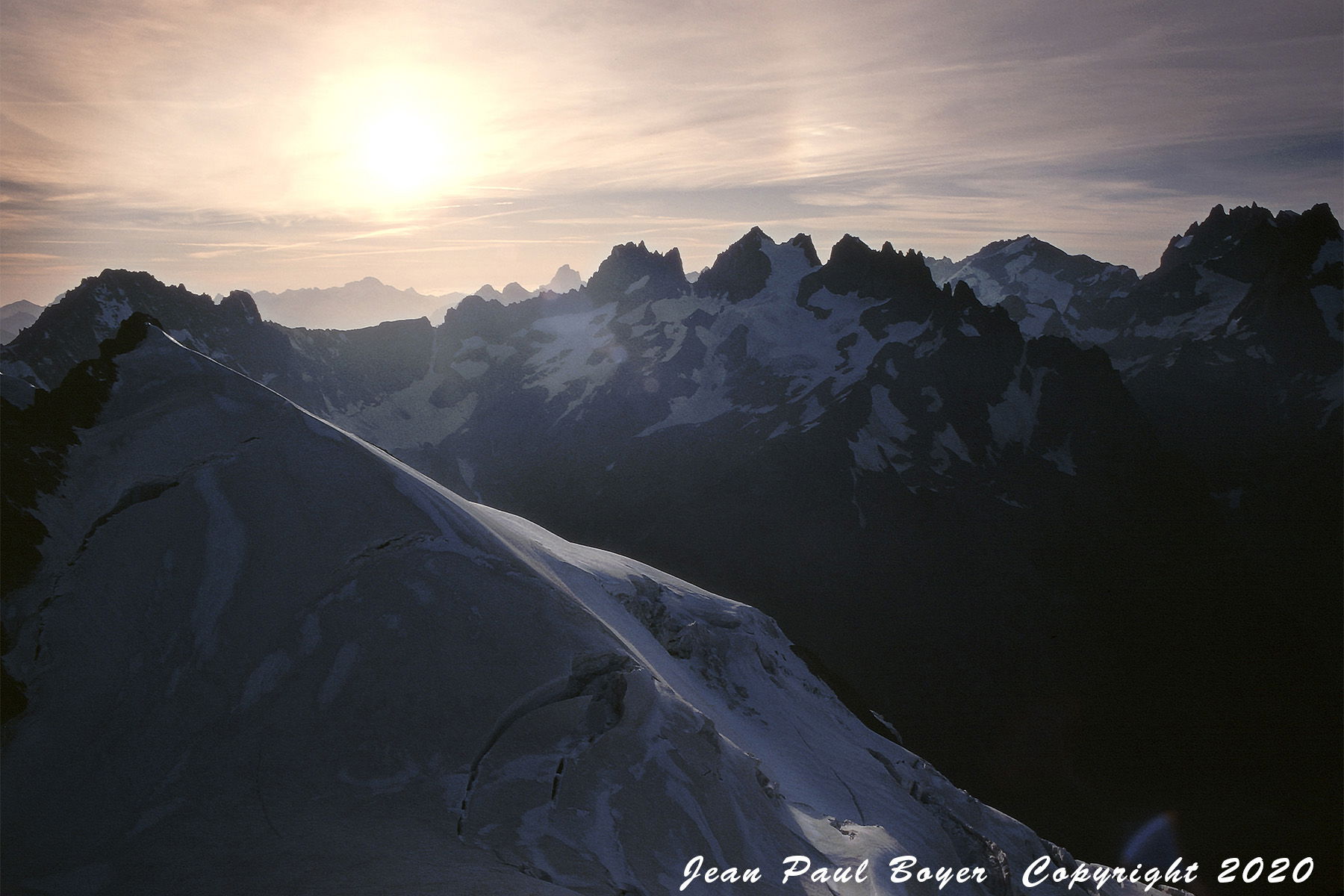 Parc des Ecrins, Pointe Breevort 3765m, Le Râteau 3809m, La Meige 3983m depuis le Pic de Neige Cordier 3614m