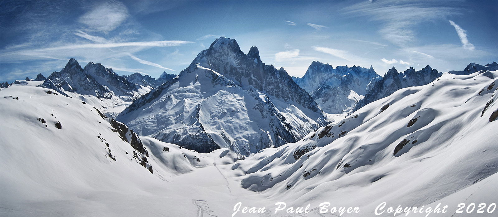 Huate Savoie, Massif du Mont Blanc panoramique vu du Col du Belvédère 2780m