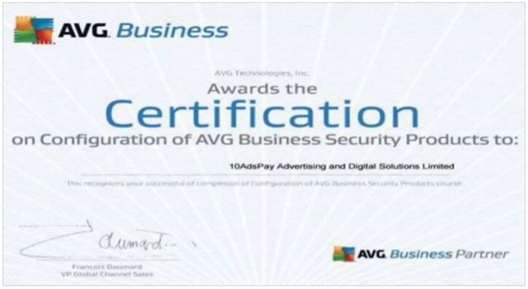 AVG İş Partnerliği Sertifikasyonu