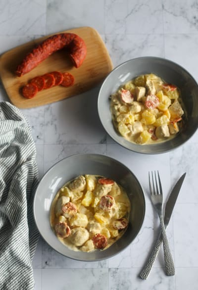 Filet de poulet aux champignons / chorizo