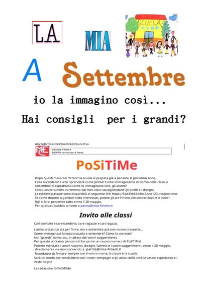Positime sul rientro in classe, invito a collaborare