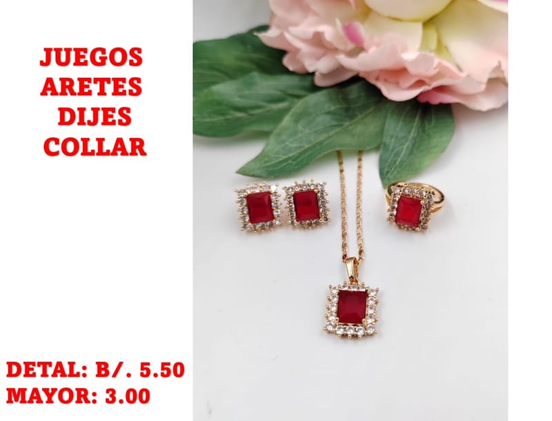 prendas juego dije aretes y collar