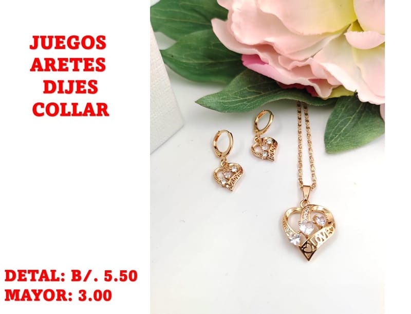 prendas juego dije aretes y collar