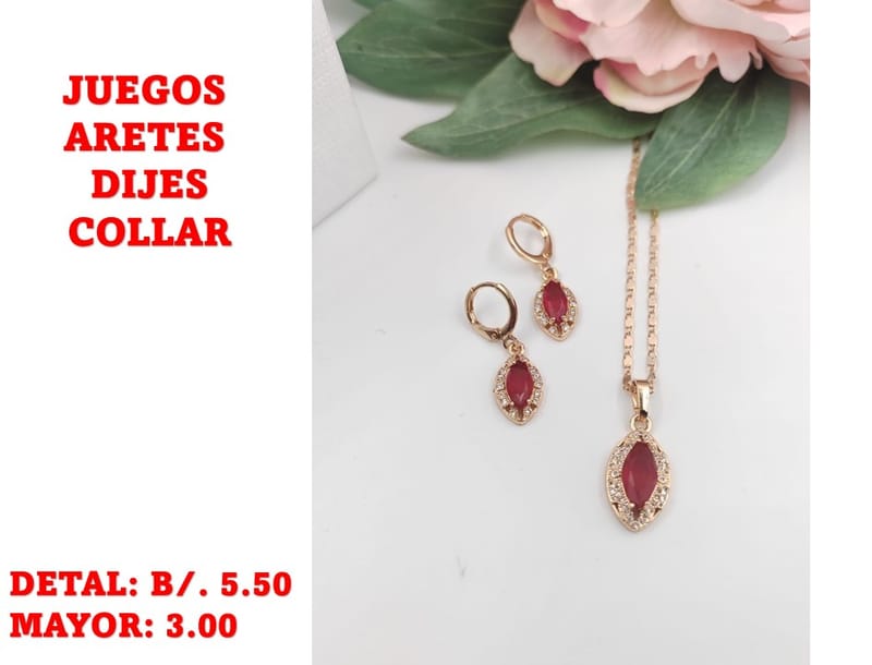 prendas juego dije aretes y collar