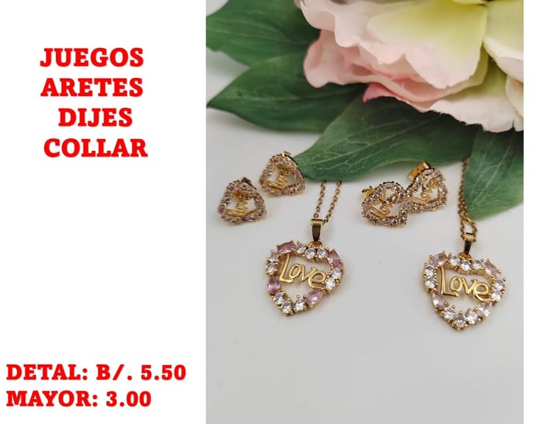 prendas juego dije aretes y collar