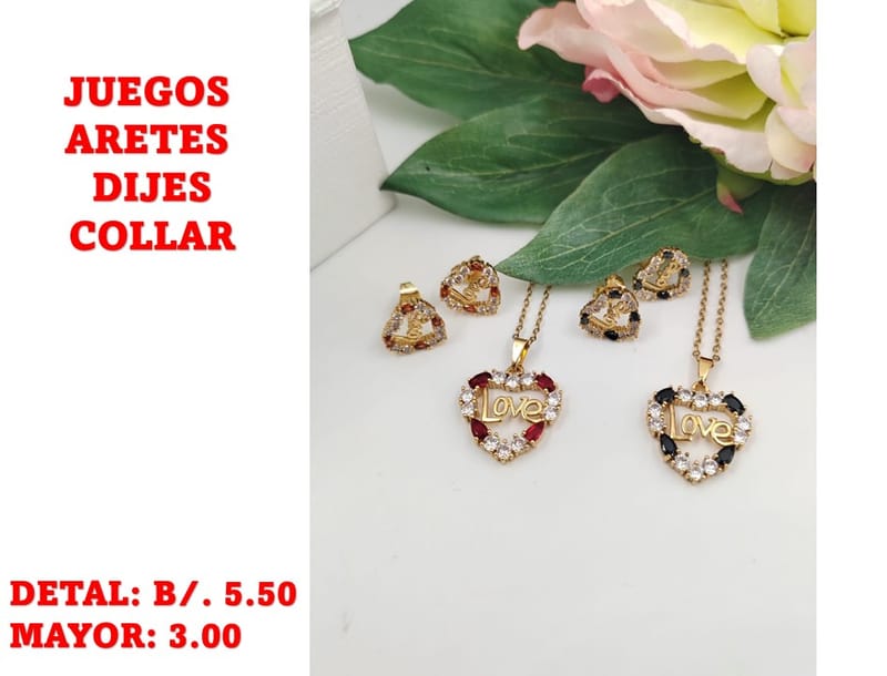prendas juego dije aretes y collar
