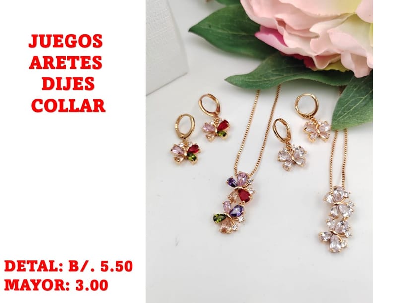 prendas juego dije aretes y collar