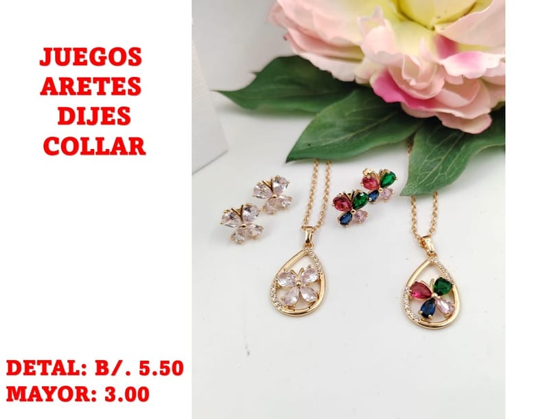 prendas juego dije aretes y collar