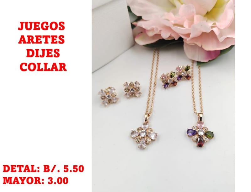 prendas juego dije aretes y collar