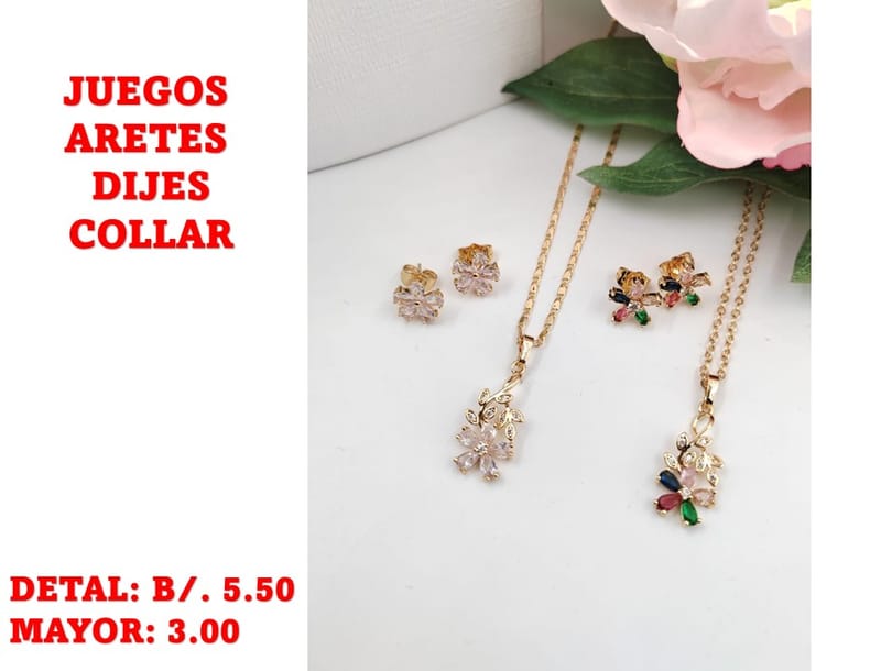 prendas juego dije aretes y collar