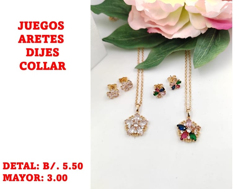 prendas juego dije aretes y collar