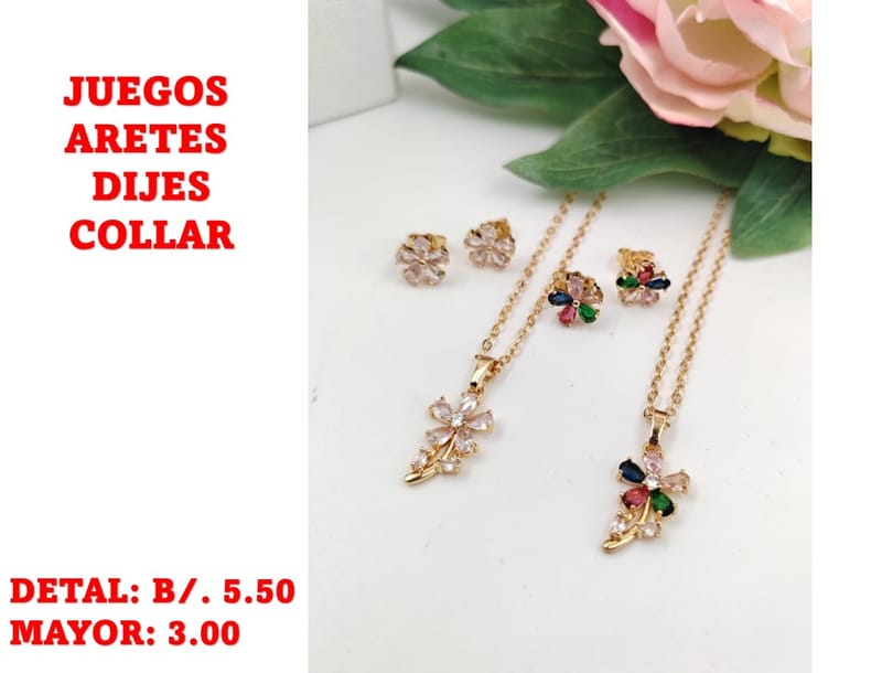prendas juego dije aretes y collar