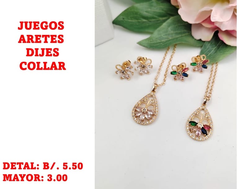 prendas juego dije aretes y collar