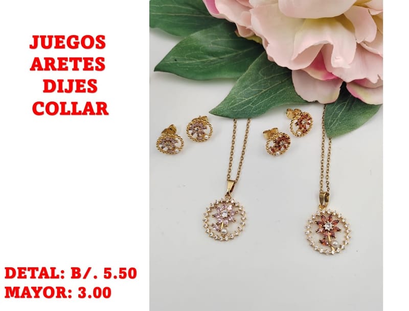prendas juego dije aretes y collar