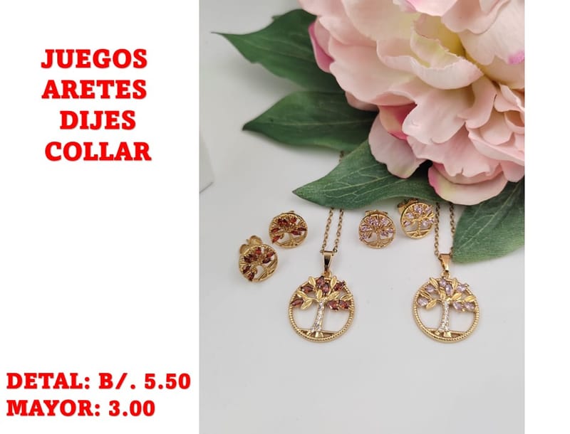 prendas juego dije aretes y collar