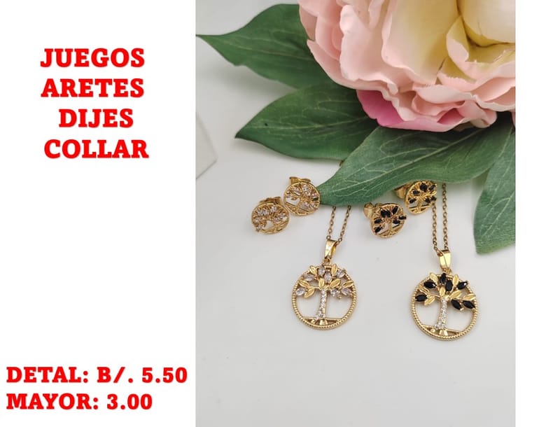prendas juego dije aretes y collar