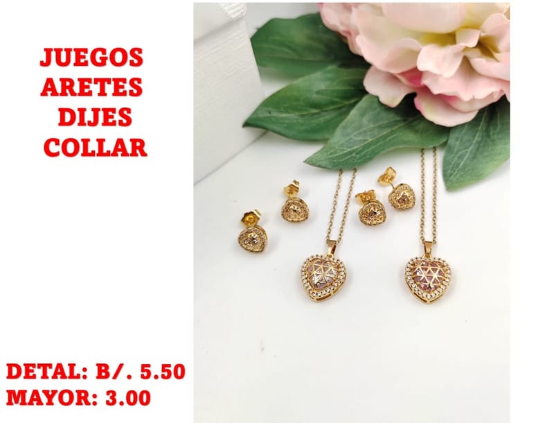 prendas juego dije aretes y collar