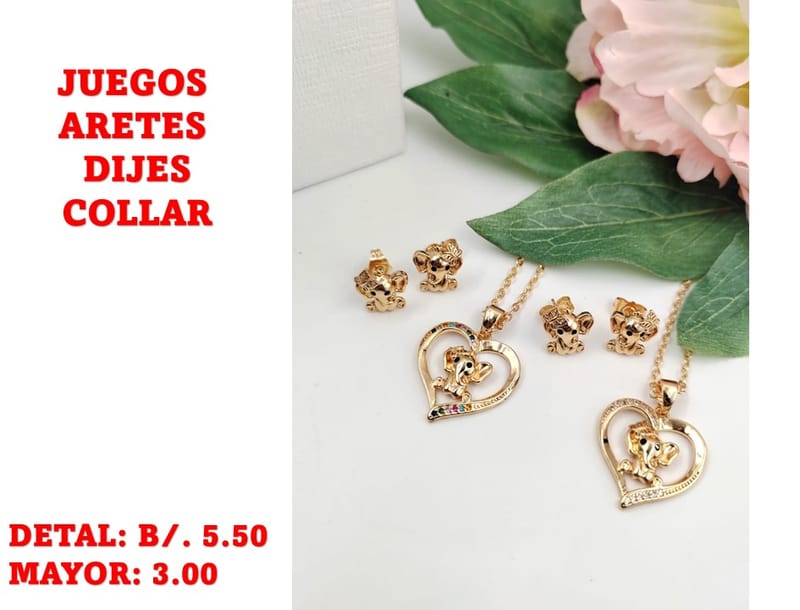 prendas juego dije aretes y collar