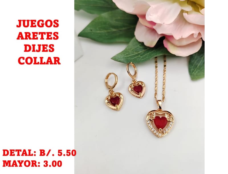 prendas juego dije aretes y collar