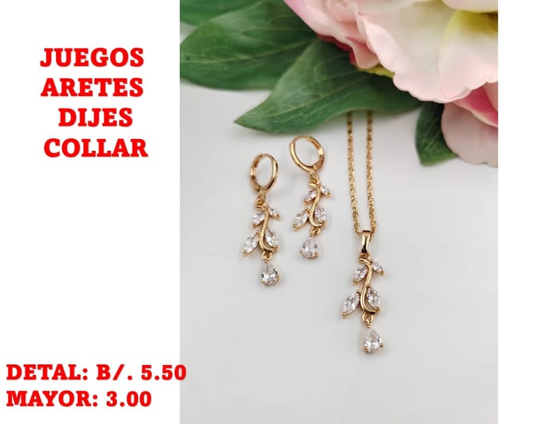 prendas juego dije aretes y collar