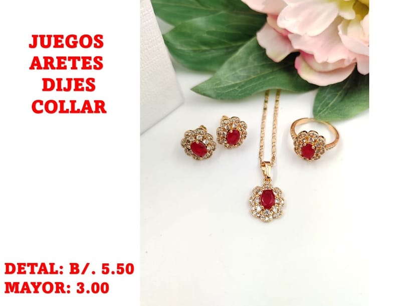 prendas juego dije aretes y collar
