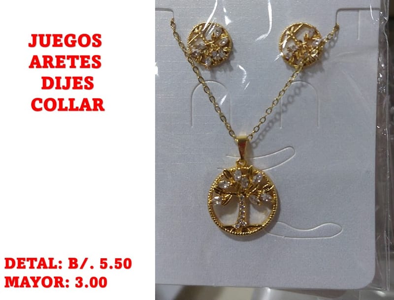 prendas juego dije aretes y collar