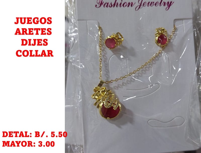 prendas juego dije aretes y collar