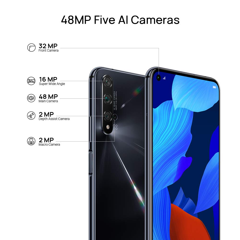 Huawei Nova 5T , 6.2" display, 128 GB, 8 GB RAM, Black
