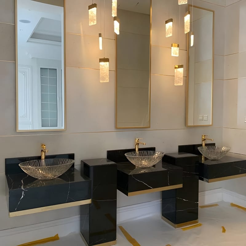 مغاسل رخام ثلاثة احواض