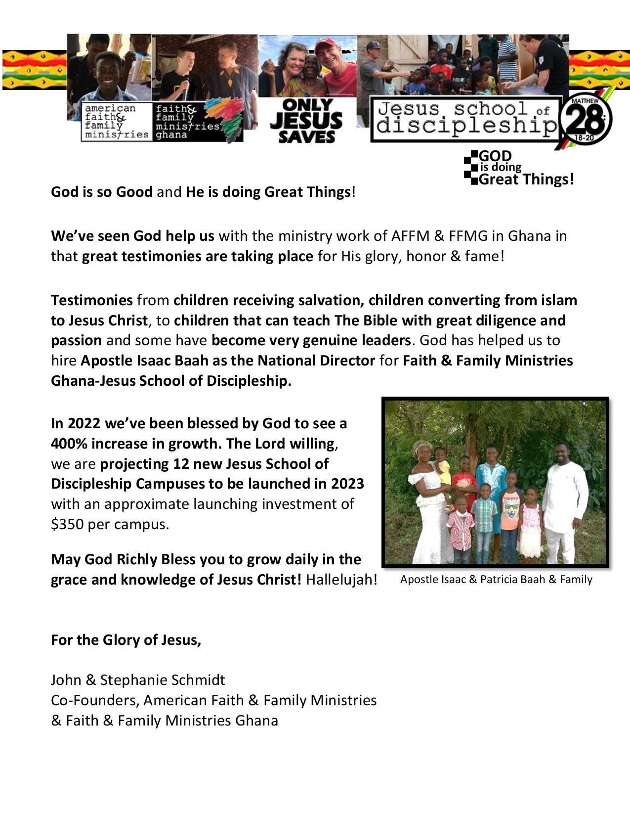 2022 AFFM & FFMG Year End Ministry Impact Report