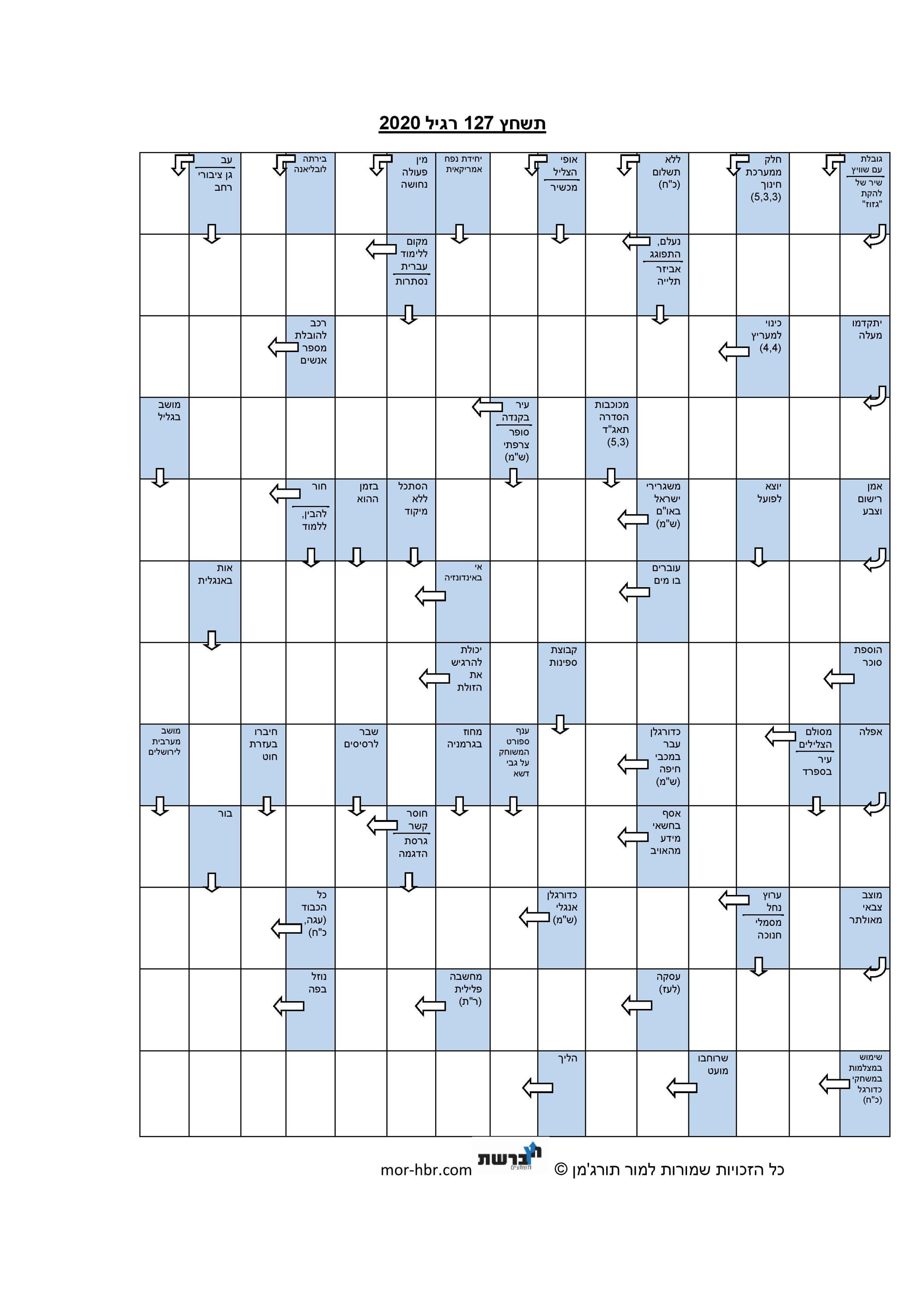 תשחץ 127 רגיל 2020