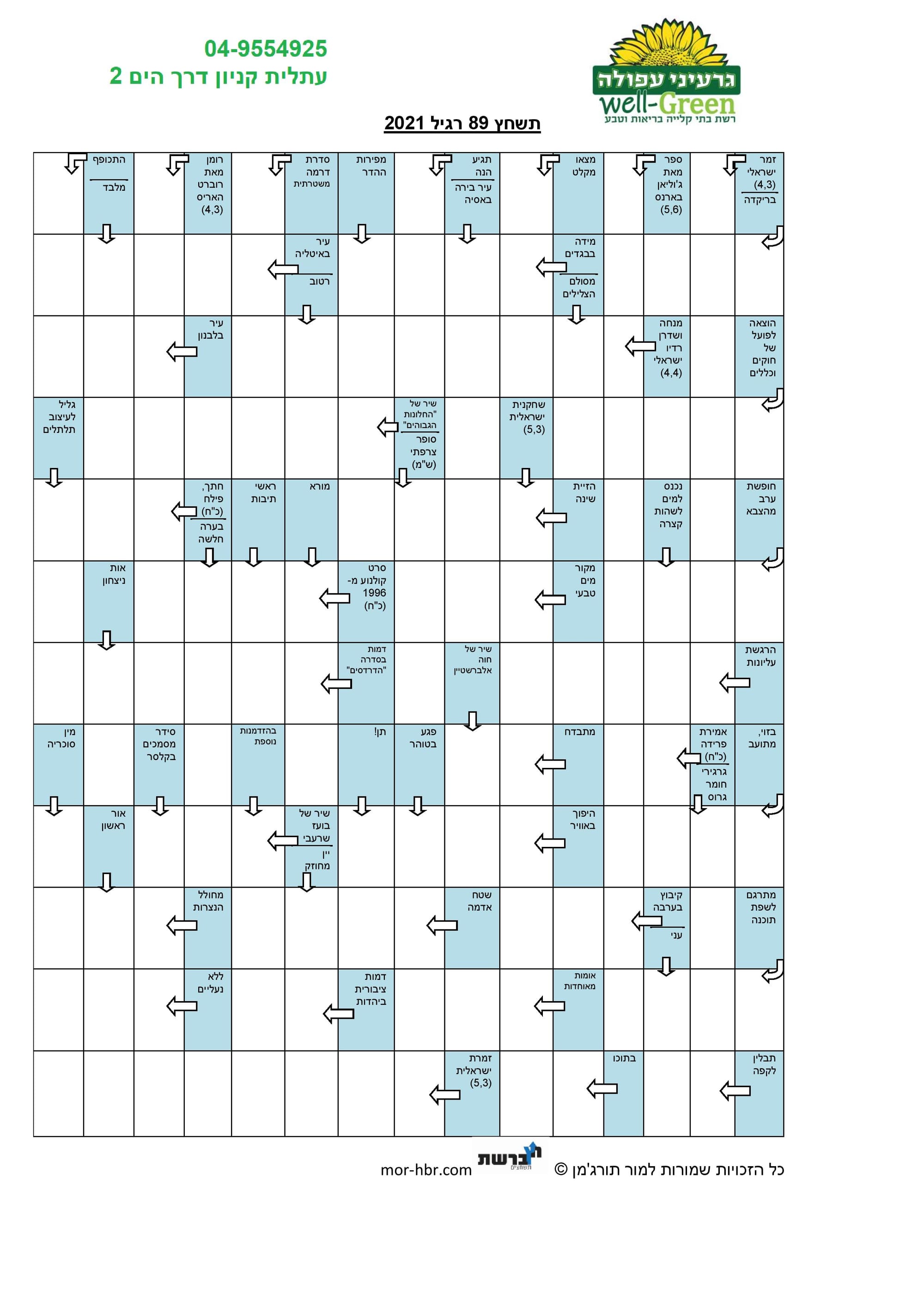 תשחץ 89 רגיל 2021