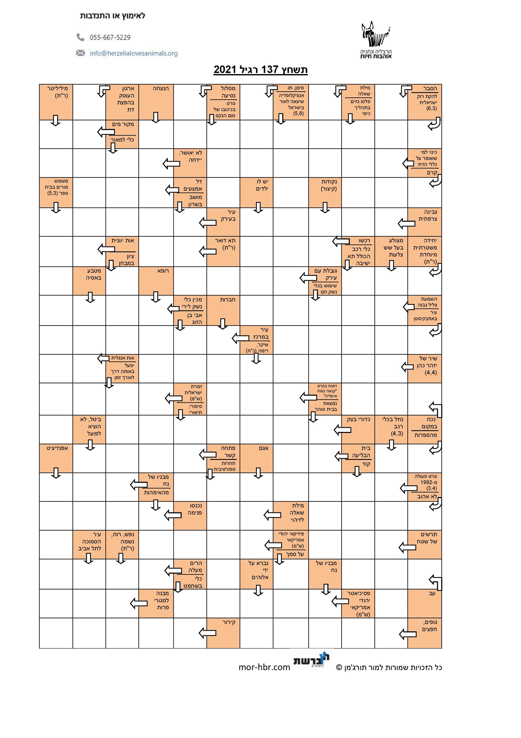 תשחץ 137 רגיל 2021