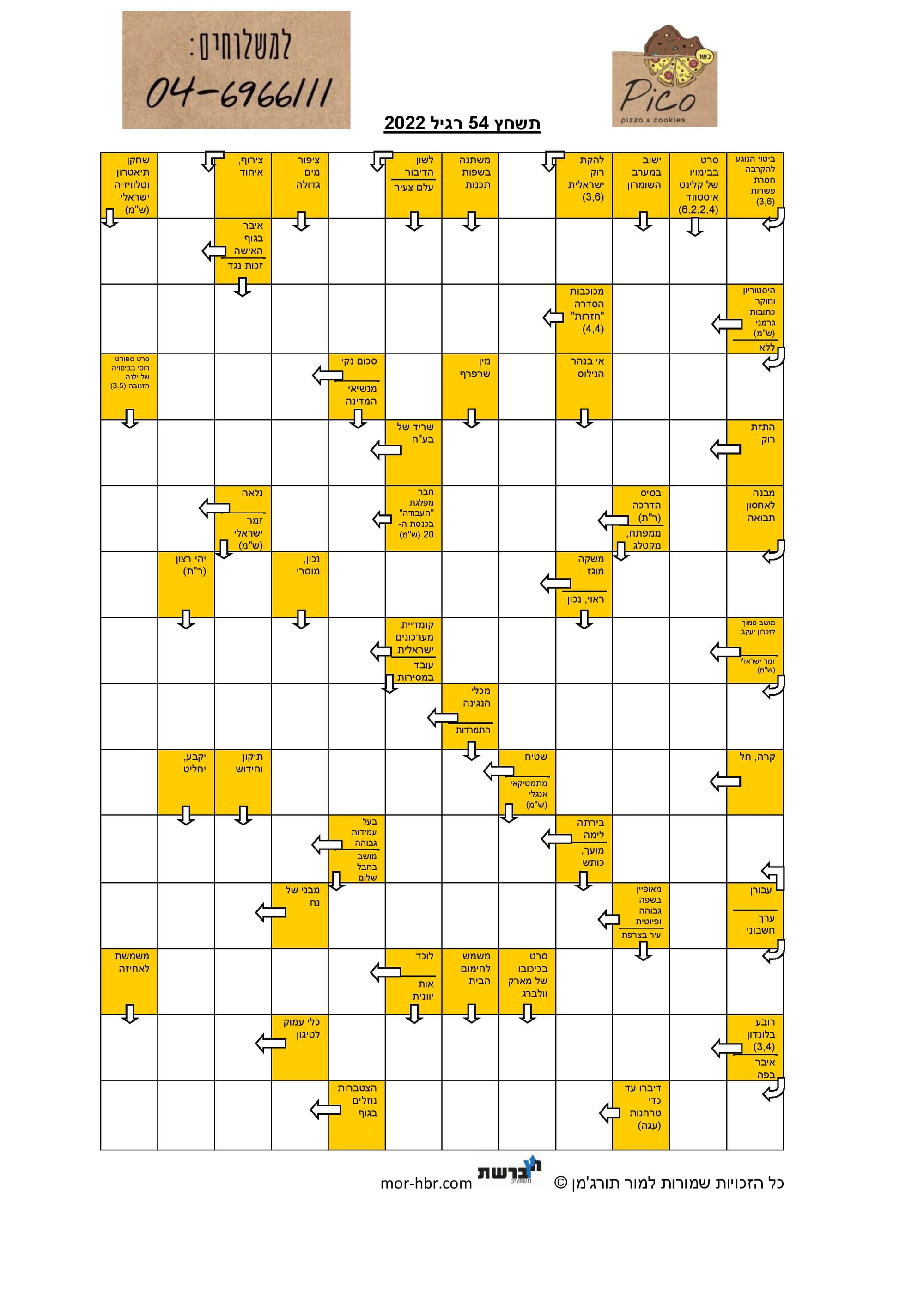 תשחץ 54 רגיל 2022