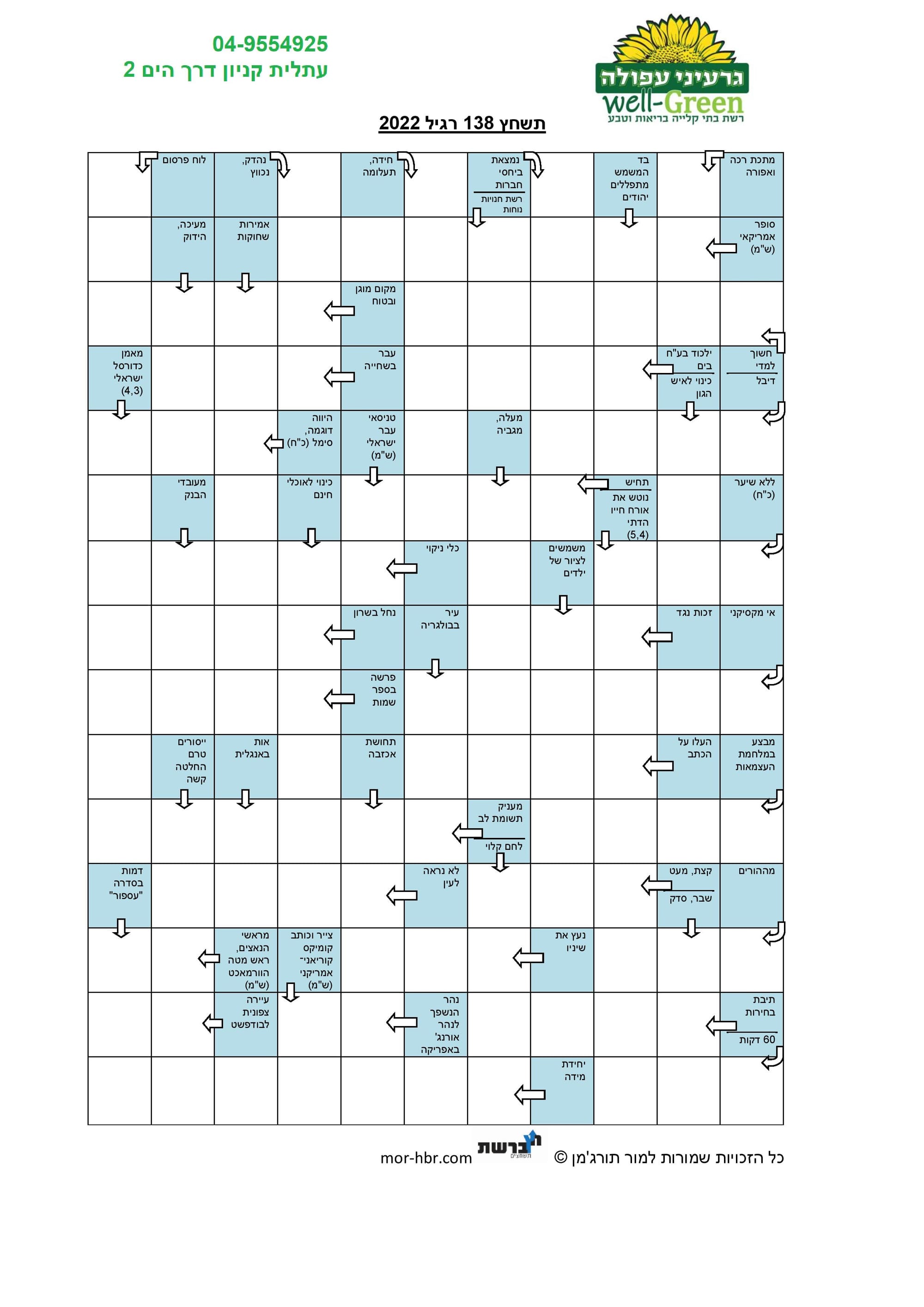 תשחץ 138 רגיל 2022